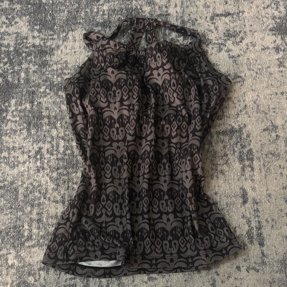 Black and Gray Patterned Halter Top